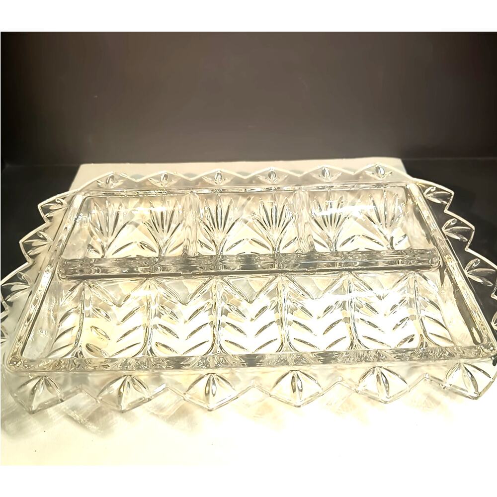 1541.  5th Avenue Leaded Crystal Divided Serving Tray